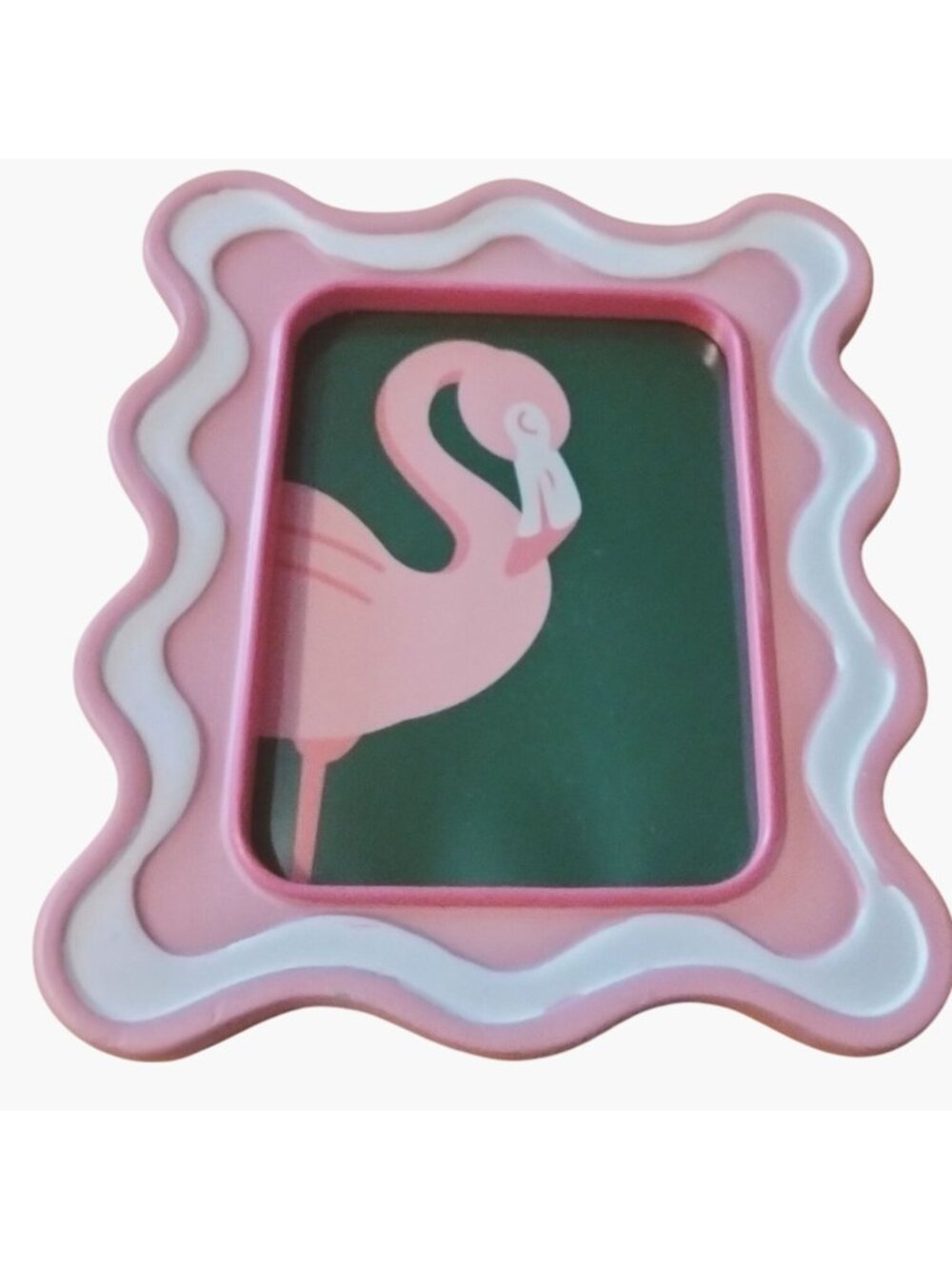 Flamingo Art Print Picture Frame Pink White Wavy Tabletop Tropical Display